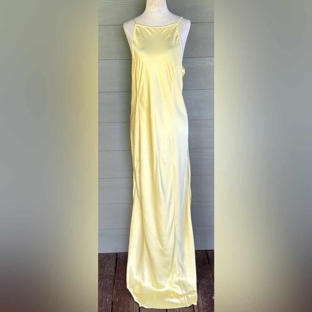 Rumored Yellow Banana Mirielle Backless Silky Formal Prom Maxi Dress - Picture 3 of 13